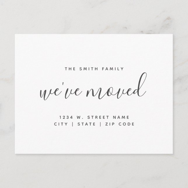 Wir haben uns verändert Kommen Besuch Moderne Ände Ankündigungspostkarte (Vorderseite)