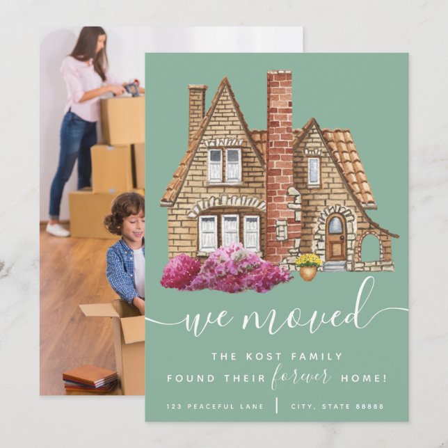 Wir haben unsere Forever Zuhause Announcement Card Einladung (Vorne/Hinten)