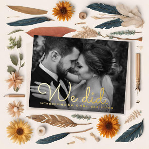 Wir haben unsere Hochzeit bekannt gegeben Folien Feiertagspostkarte