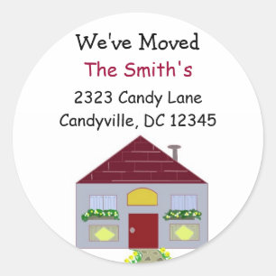 Wir haben unsere Zuhause verschoben Runder Aufkleber