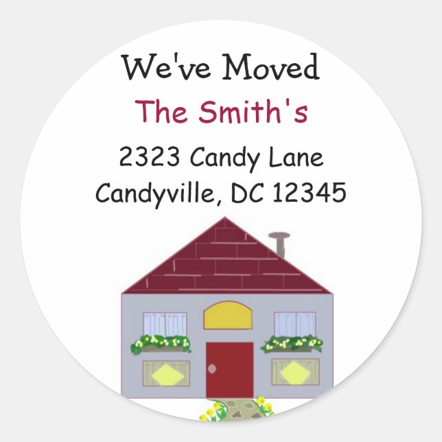 Wir haben unsere Zuhause verschoben Runder Aufkleber (Vorderseite)
