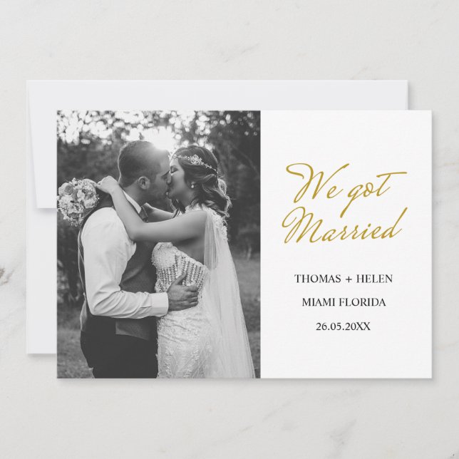 Wir haben verheiratete Hochzeitsankündigung got Einladung (Vorderseite)