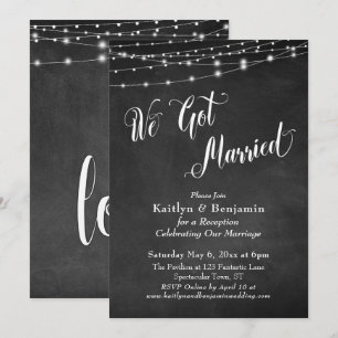 Wir haben Verheiratete Typografie-Chalkboard Strin Einladung