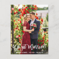 Wir haben Verheiratetes Foto-Pinselschrift Got