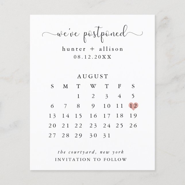 Wir haben verschoben | Kalender Save the Date (Vorderseite)