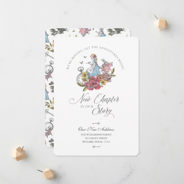 Wir haben Vintage Alice im Wunderland bewegt Ankündigung (Vorderseite/Rückseite Beispiel)