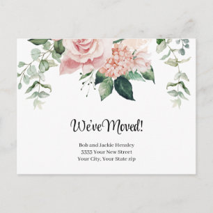 Wir Haben Wasserfarbe Rosa Blumen Ankündigung Postkarte