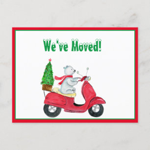 Wir haben Wasserfarbenpolarbären auf Scooter-Weihn Ankündigungspostkarte