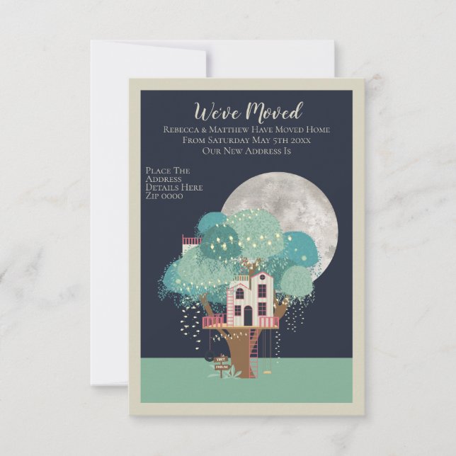 Wir haben Zuhause Baumhaus und Mond verschoben Ankündigung (Vorderseite)