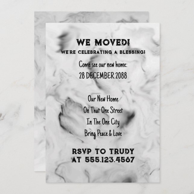 Wir haben Zuhause verschoben, um das Party der Erw Einladung (Vorne/Hinten)