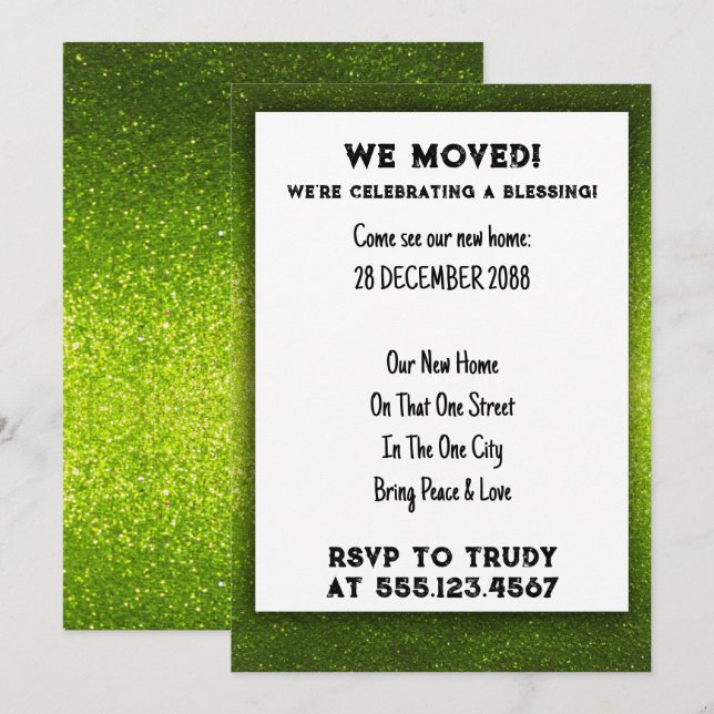 Wir haben Zuhause verschoben, um das Party der Erw Einladung (Vorne/Hinten)