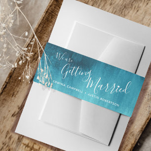 Wir heiraten Aqua-aquamarine abstrakte Kunst Einladungsbanderole