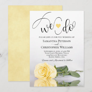 Wir heiraten! Elegante Buttergelbe Rose Romantisch Einladung