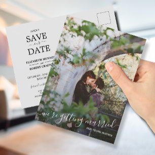 Wir heiraten Foto Hochzeit speichern das Datum Ankündigungspostkarte