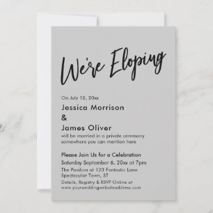 Wir heiraten heimlich Minimal Handwriting Hellgrau Einladung