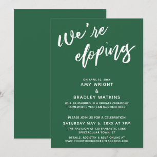 Wir heiraten heimlich Simple Leaf Green Handwritin Einladung