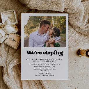 Wir heiraten heimlich Stilvolle retro Hochzeitsank Einladung