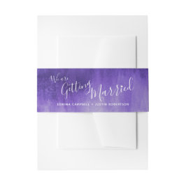 Wir heiraten lila abstrakte Kunsthochzeit Einladungsbanderole