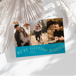 Wir heiraten Multi-Foto Aqua-Blau Save The Date