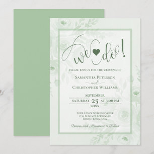 Wir heiraten! Salbeigrüne Boho-Chic-Floral-Hochzei Einladung