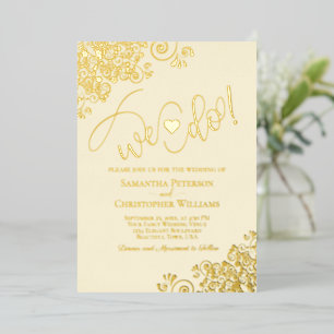 Wir heiraten! Süße moderne Hochzeit Elfenbein Crem Folieneinladung