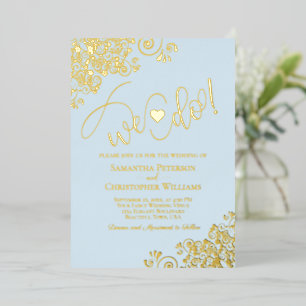 Wir heiraten! Süße moderne Hochzeit in Hellblau un Folieneinladung