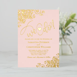 Wir heiraten! Süße moderne Hochzeit Rosa und Gold Folieneinladung