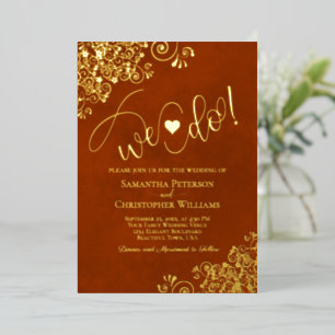 Wir heiraten! Süße moderne Hochzeit Rostorange & G Folieneinladung