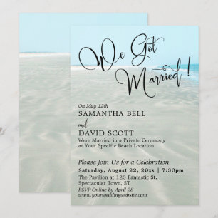 Wir Heiraten Typografie Gekräuselt Sand Aqua Wasse Einladung