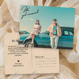 Wir heirateten Retro vintage stilvolle Foto Postkarte