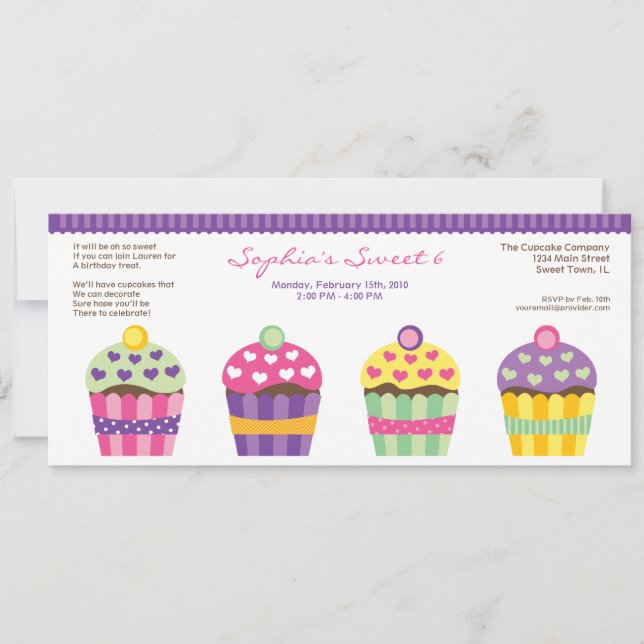 Wir "Herz" Cupcakes Long Einladung (Vorderseite)