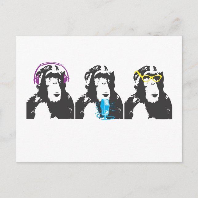 Wir hören, wir sprechen, wir sehen Dinge Postkarte (Vorderseite)