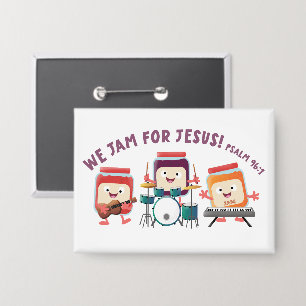 Wir jammen für Jesus süßer Bibelvers Cartoon Button