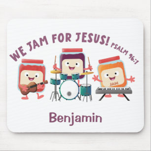 Wir jammen für Jesus süßer Bibelvers Cartoon Mousepad