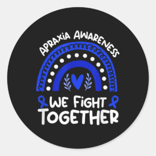 Wir kämpfen zusammen _ Aphraxie Awareness Shirt _ Runder Aufkleber