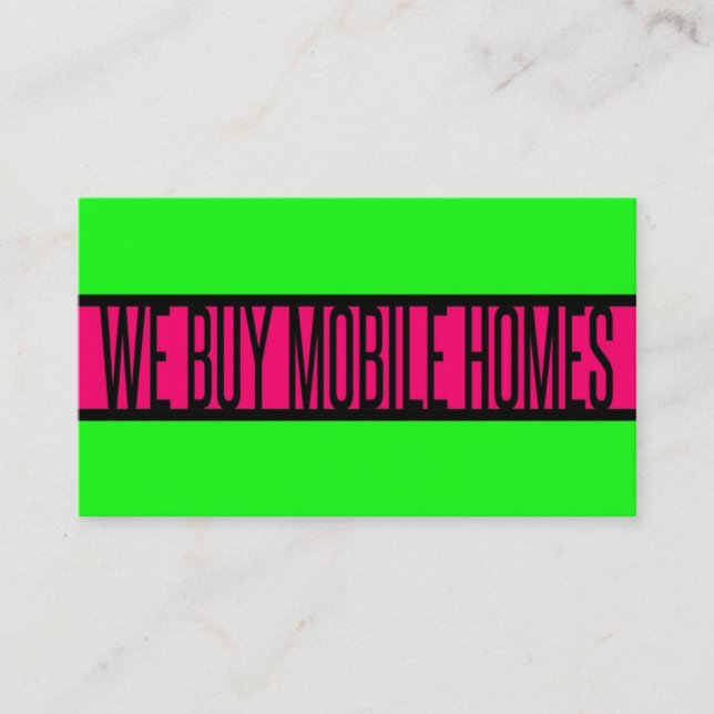 WIR KAUFEN MOBILE ZUHAUSE Neon Green Hot Pink Visitenkarte (Vorderseite)