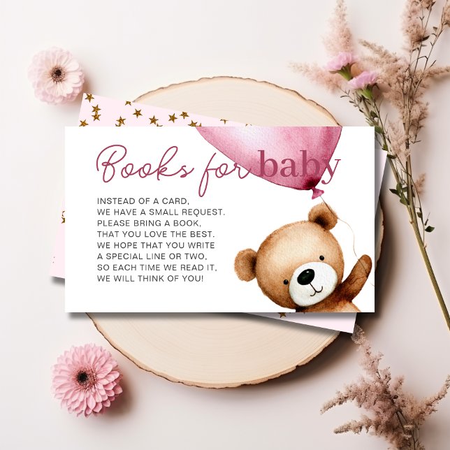 Wir können Babyduschbücher für Mädchen frühzeitig  Begleitkarte (We Can Bearly Wait Girl Baby Shower Books for Baby Enclosure Card | Front & Back)