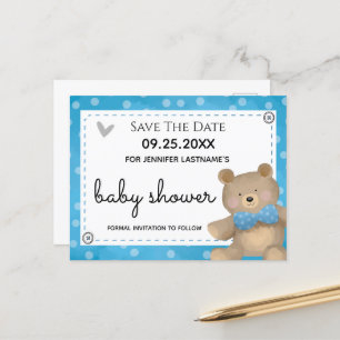 Wir können Babydusche Save the Date warten Postkarte