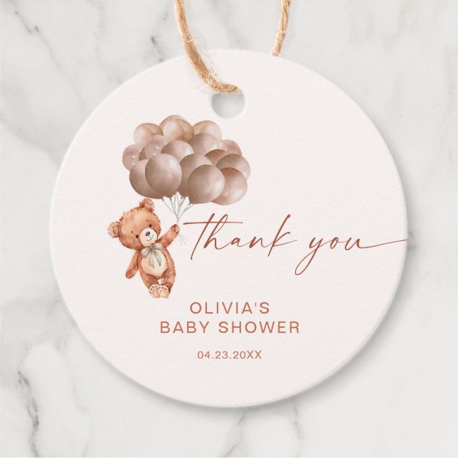 Wir können bald warten Boho Ballon Danke Geschenkanhänger (Vorderseite)