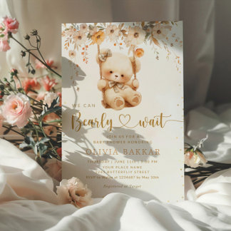 Wir können Boho Teddy Bear Baby Dusche frühzeitig Einladung