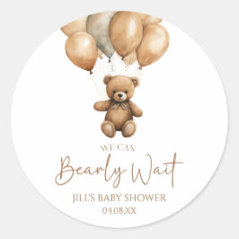 Wir können Boho Teddy Bear Baby Dusche frühzeitig Runder Aufkleber