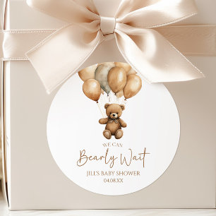 Wir können Boho Teddy Bear Baby Dusche frühzeitig Runder Aufkleber