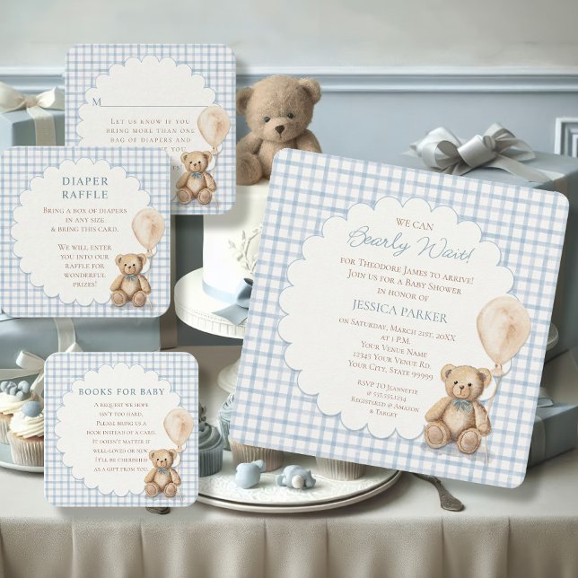 Wir können den Teddybären-Babyshower-Jungen kaum e Einladung (Von Creator hochgeladen)