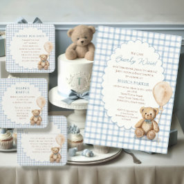 Wir können den Teddybären-Jungen-Babyshower kaum e Einladung