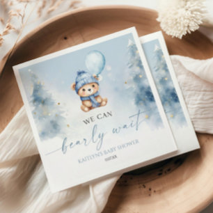 Wir können den Winter-Teddybär-Babyshower kaum erw Serviette