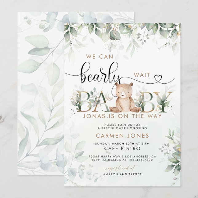 Wir können die Einladung eines Babyduschers abwart (Vorne/Hinten)