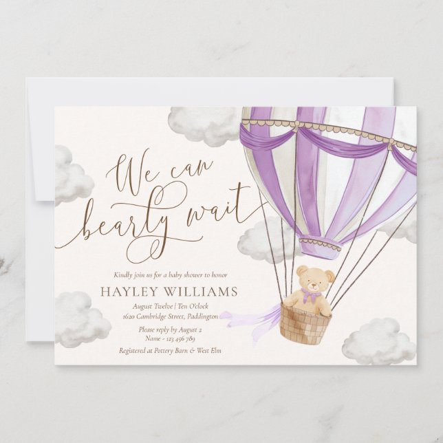 Wir können die Lilac-Babydusche früh abwarten Einladung (Vorderseite)
