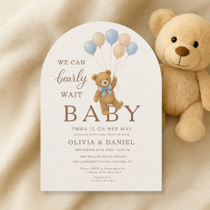 Wir können es kaum erwarten Baby Junge Bären Paar Einladung