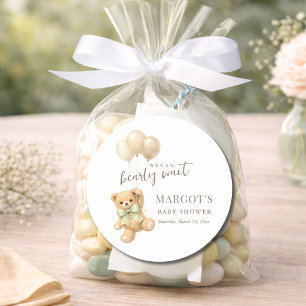 Wir können es kaum erwarten Baby Shower Danke schö Runder Aufkleber