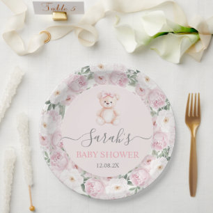 Wir können es kaum erwarten Baby Shower Mädchen Pappteller